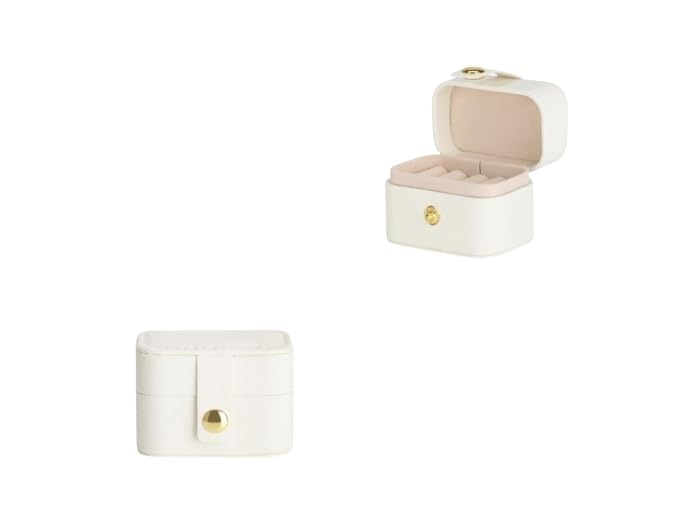 MAYCREATE® 2Pcs Ring Box Travel Jewelry Organizer Boxes for Rings Ear Studs 4 Slots Design Soft Plush Liner Snap Button Closure MAYCREATE® 2Pcs Ring Box Travel Jewelry Organizer Boxes for Rings Ear Studs 4 Slots Design Soft Plush Liner Snap Button Closure